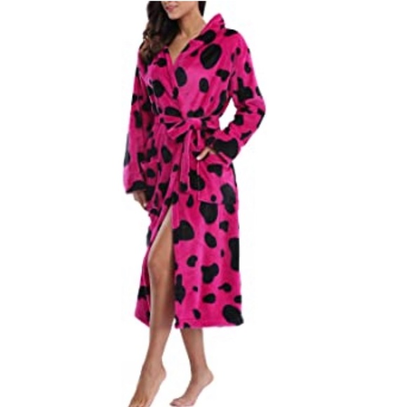 pink leopard print dressing gown Sz XL Y2K Nightgown & Robe Set, Black Pink Leopard Animal Print Semi Sheer  Peignoir, Night Gown Lingerie